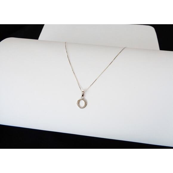 Solid 10K White Gold Dainty Letter Charm Necklace, Real Gold Initial Pendant - Picture 7 of 8